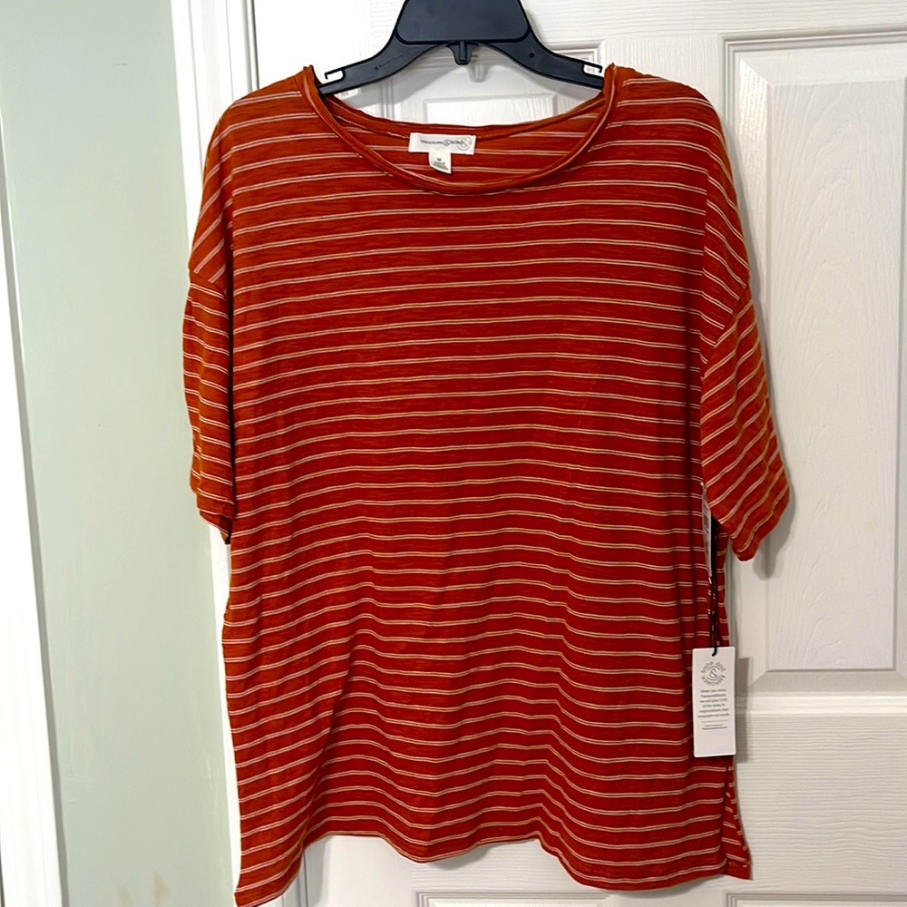 Treasure and Bond Brown Striped shirt (NWOT)